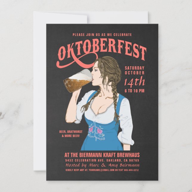 Convite Oktoberfest Invances Oktoberfest Girl (Frente)