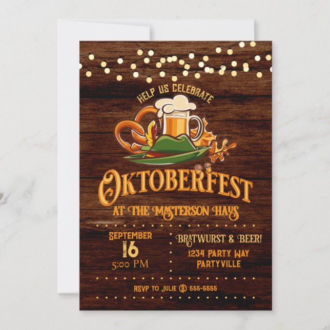 Convite Oktoberfest Lights Autumn (Frente)