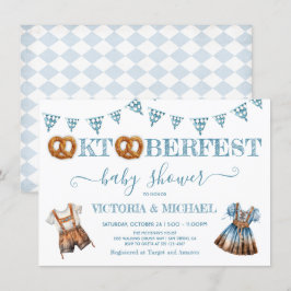Convite Oktoberfest Pretzel Liderderhosen Chá de fraldas