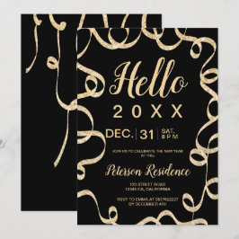 Convite Olá, 2020, fita festiva com brilho de ouro, ano no