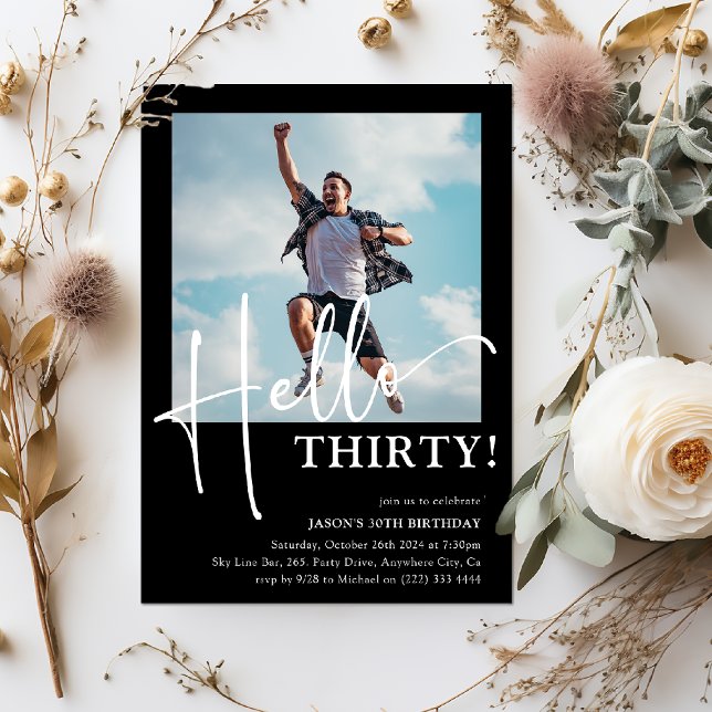 Convite Olá, 30! Partido aniversário de 30 anos mínimo (Criador carregado)