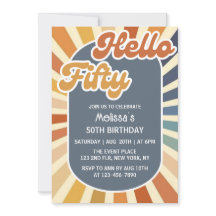 Olá 50 Retro Sun Groovy Wave 50º Aniversário