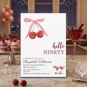 Convite Olá Aniversário de Noventa Anos da Cherry Martini
