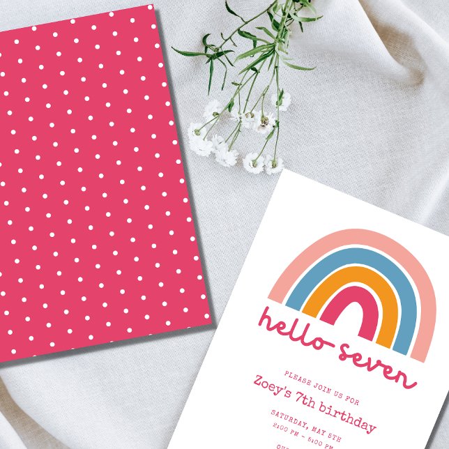 Convite Olá, Aniversário do 7 do Sete Arco-Íris (Criador carregado)