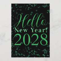 Olá Ano Novo! Véspera de Ano Novo Verde Preto Bril