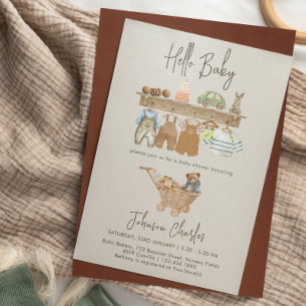 Convite Olá Baby Boho Nursery Bonito Chá de fraldas Neutro