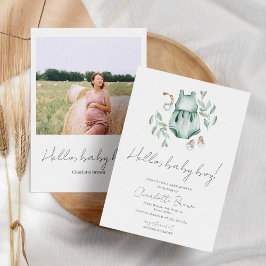 Convite Olá, Baby Boho Watercolor Chá de fraldas