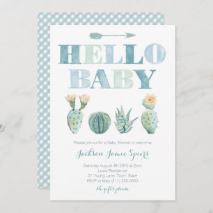 Convite Olá Bebê Caramelo Prickly para o Chá de fraldas