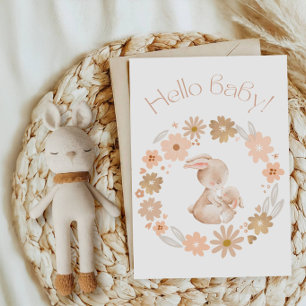 Convite Olá Bebê Coelhinho Chuvada de Bebê - Coelhos e Flo