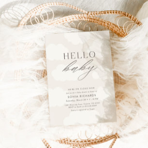 Convite Olá Bebê   Nuvem Nove Churrasco de Bebê Neutro em 