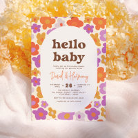 Olá Bebê Retro Margarida Laranja e Roxo Chá de Beb