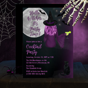 Convite Olá Bruxas Festa de Cocktail no Halloween