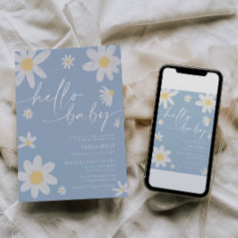 Convite Olá, Chá de fraldas de margarida azul-poeirento