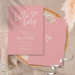 Convite Olá Chá de fraldas Dusty Rosa Pink Baby Girl<br><div class="desc">Um chá de fraldas moderno minimalista que apresenta um coração bonito desenhado à mão e uma tipografia na moda num fundo cor-de-rosa poeirento. Projetado por Thisnotme©</div>