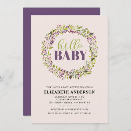 Convite Olá, Chá de fraldas Roxo