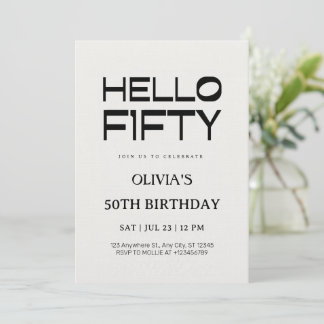 Convite Olá Cinquenta Aniversário de 50 anos Chic