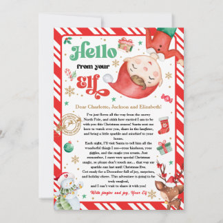 Convite Olá da Carta de Chegada do Elfo Natal Estou de Vol