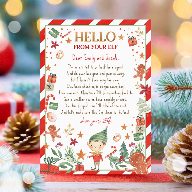 Convite Olá da Elf Arrival Carta de Volta de Natal (Criador carregado)