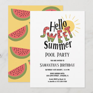 Convite Olá Doce Aniversário de Festa na Piscina de Melanc
