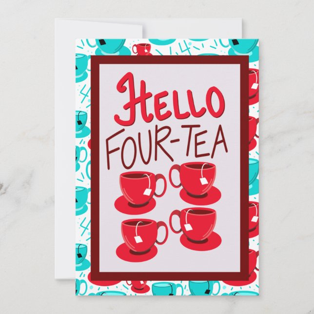 Convite Olá, Fabulosa Festa de aniversário de 40 e 44 chás (Frente)