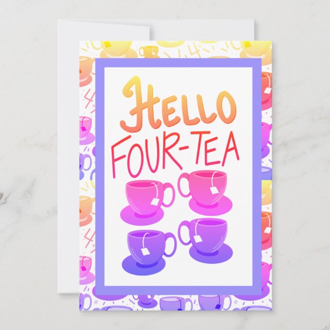 Convite Olá, Fabulosa Festa de aniversário de 40 e 44 chás (Frente)