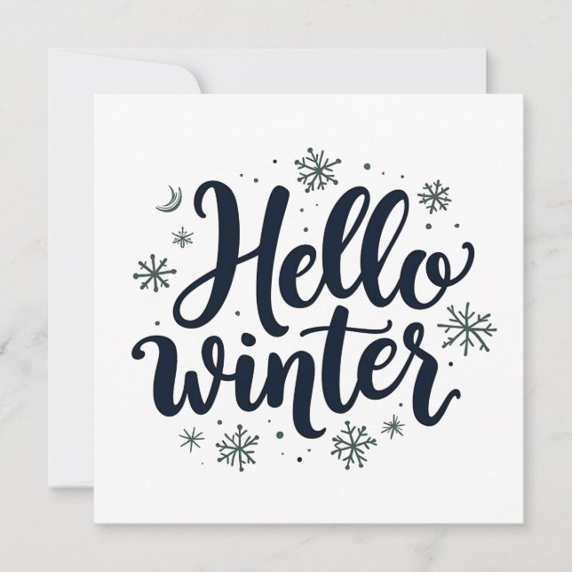 Convite Olá, Floco de Neve de Natal de inverno (Frente)