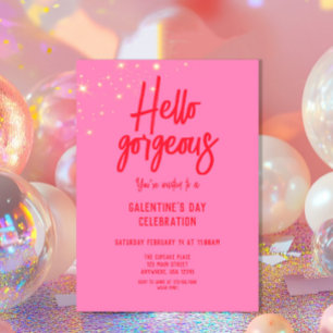 Convite Olá, Garganta Rosa do Dia de Galentine