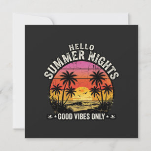 Convite Olá Noites de Verão Vintage Pôr do Sol Verão