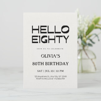 Convite Olá Oitenta Aniversário de 80 anos Chic