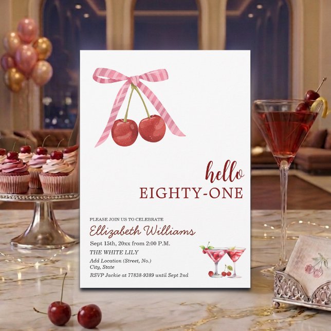Convite Olá Oitenta e Um Aniversário da Cherry Martini (Criador carregado)