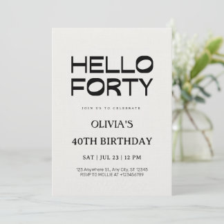 Convite Olá Quarenta Aniversário de 40 anos Chic