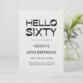 Convite Olá Sexagésimo Aniversário de 60 anos Chic