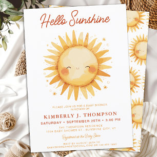 Convite Olá Sunshine Boho Sexo Chá de fraldas Neutro