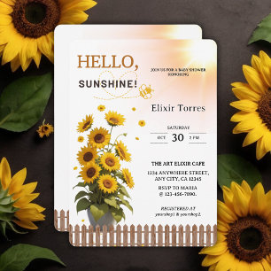 Convite Olá Sunshine Sunflower Garden Chá de fraldas