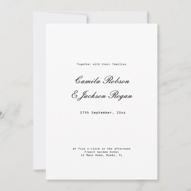 Convite Old Money Black and White Wedding  (Frente)