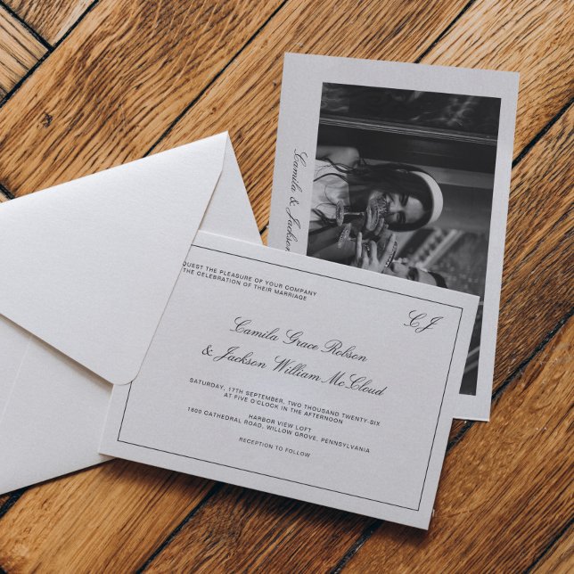 Convite Old Money Black and White Wedding  (Criador carregado)