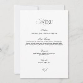 Convite Old Money Black and White Wedding Menu Card