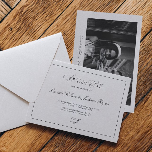 Convite Old Money Black and White Wedding Save the Date (Criador carregado)