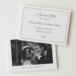 Convite Old Money Black and White Wedding Save the Date