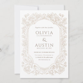 Convite Old Money Botanical Wedding | Heirloom Taupe