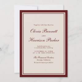 Convite Old Money Burgundy Classic Wedding Invitation