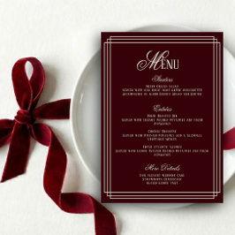 Convite Old Money Burgundy Wedding Menu Card
