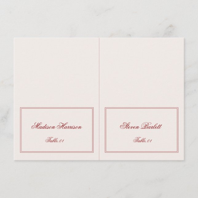 Convite Old Money Burgundy Wedding Place Card DIY (Frente)