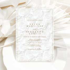 Convite Old Money Floral Wedding Ivory