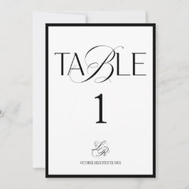 Convite Old Money Monogram Wedding Table Number
