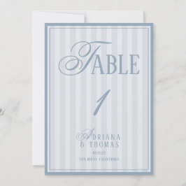 Convite Old Money Pastel Blue Wedding Table Number