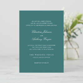 Convite Old Money Teal Classic Wedding