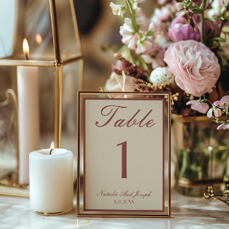 Convite Old Money Terracotta Boho Wedding Table Number