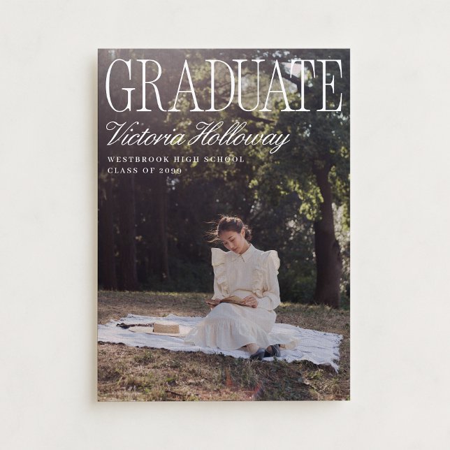 Convite Old Money Two Photo Graduation Announcement  (Criador carregado)