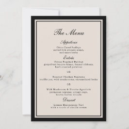 Convite Old Money Wedding Classic Menu Card